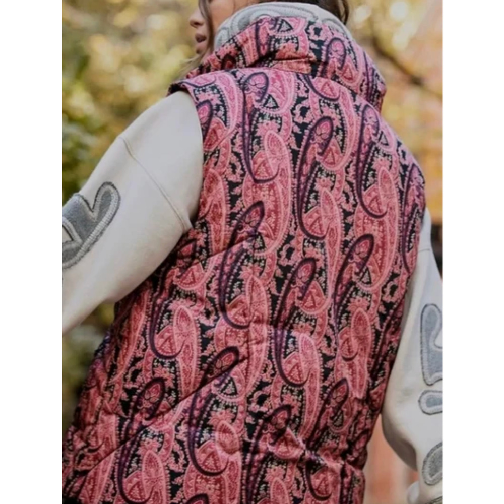 NEW FREE PEOPLE FLORA PAISLEY PUFFER VEST JACKET COAT SZ XS - Picture 7 of 12